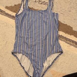 Striped Blue and White Women's Swimsuit